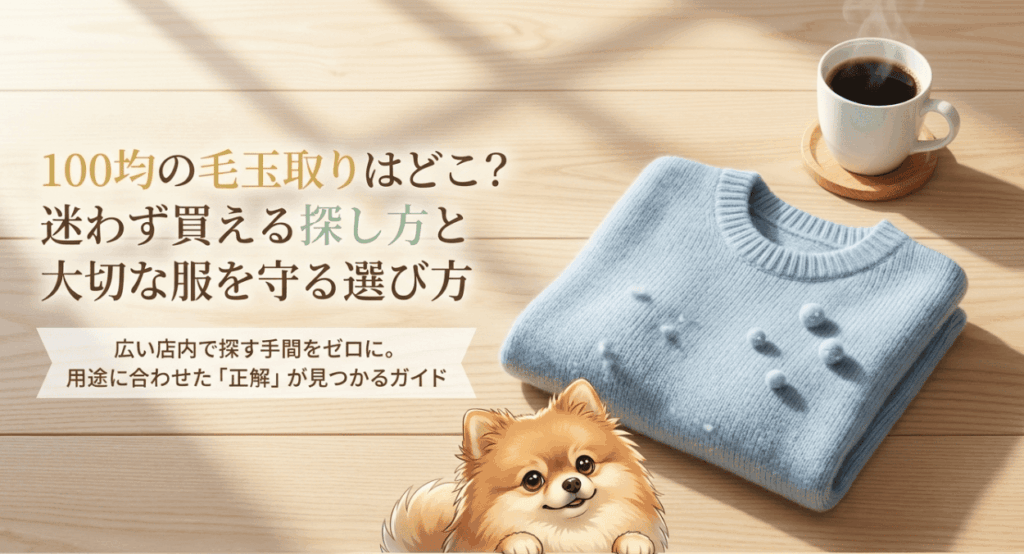 毛玉取りは100均のどこに売ってる？ダイソー・セリアの売り場と、生地が傷まない楽天の高品質な毛玉取り器の比較画像