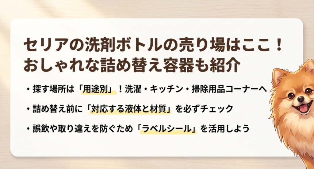 セリアの洗剤ボトルの売り場はどこ