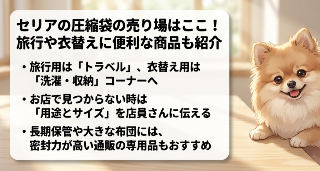 セリアの圧縮袋の売り場はどこ