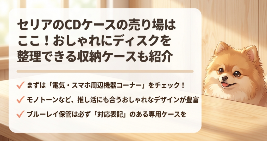 セリアのCDケースの売り場はどこに売ってる