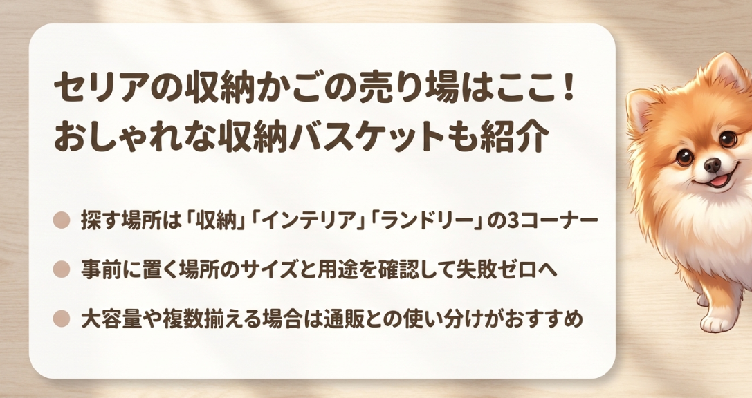 セリアの収納かごの売り場はどこに売ってる