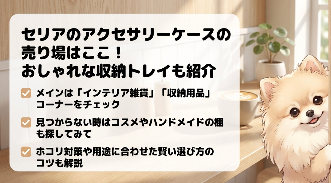 セリアのアクセサリーケースの売り場はどこに売ってる