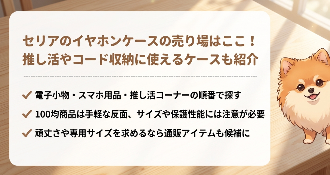 セリアのイヤホンケースの売り場はどこに売ってる