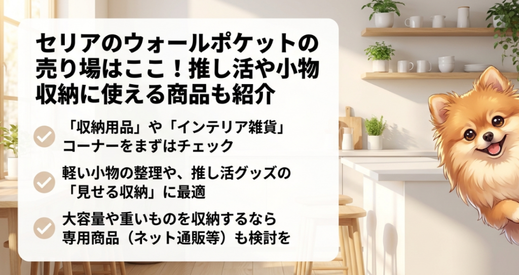 セリアのウォールポケットの売り場はどこに売ってる