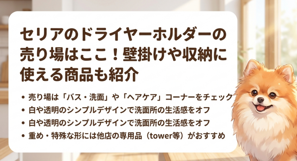セリアのドライヤーホルダーの売り場はどこに売ってる