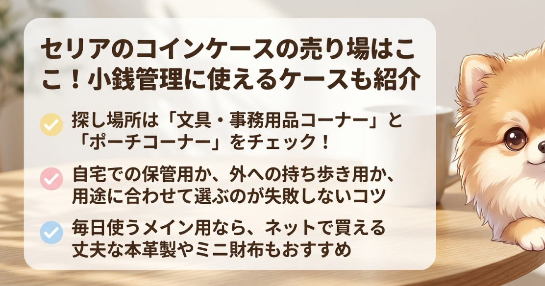 セリアのコインケースの売り場はどこに売ってる
