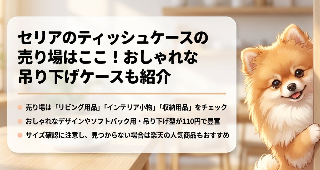 セリアのティッシュケースの売り場はどこに売ってる