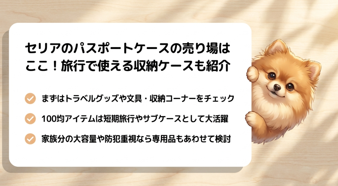 セリアのパスポートケースの売り場はどこに売ってる