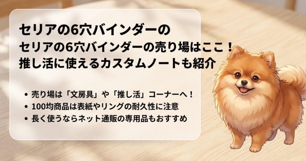 セリアの6穴バインダーの売り場はどこに売ってる
