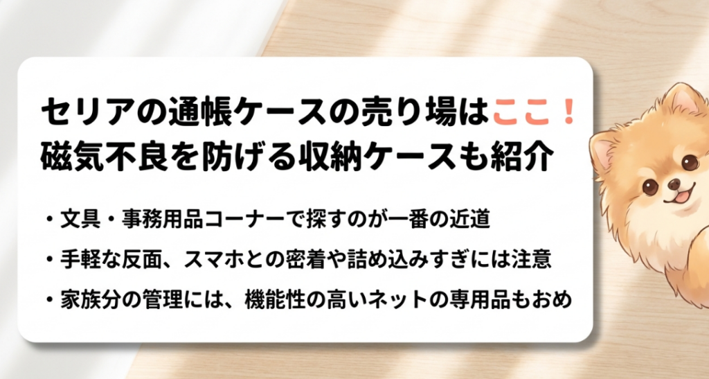 セリアの通帳ケースの売り場はどこに売ってる