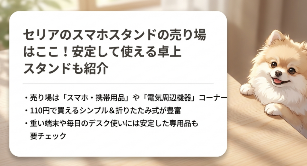 セリアのスマホスタンドの売り場はどこに売ってる