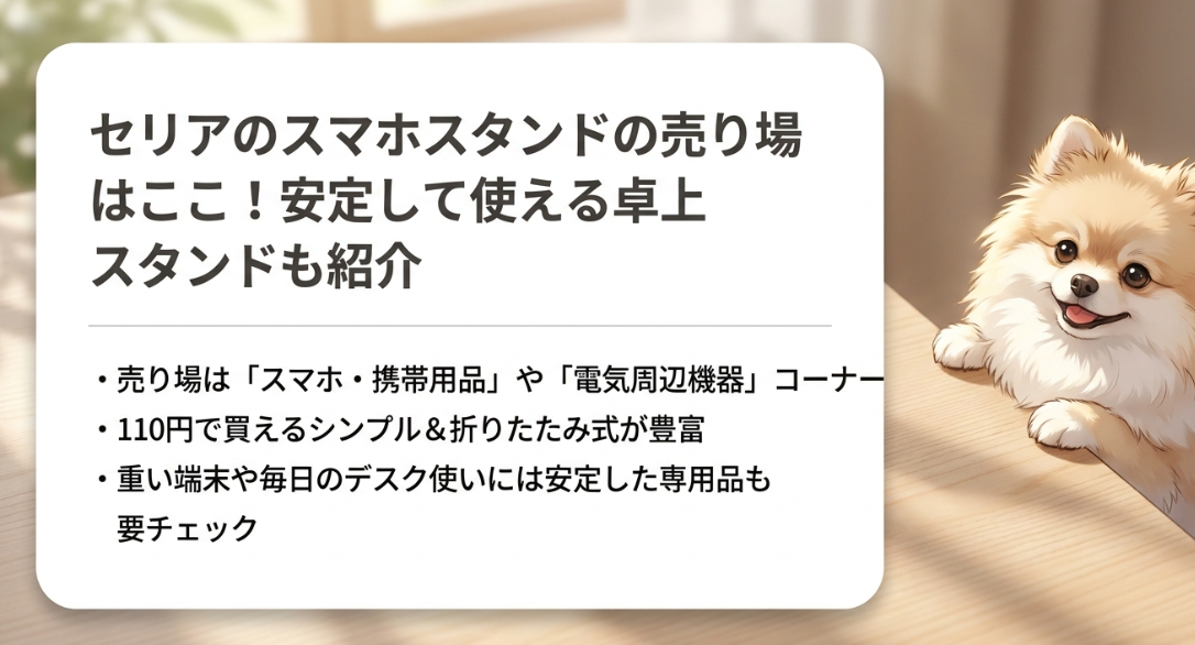 セリアのスマホスタンドの売り場はどこに売ってる