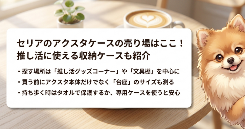 セリアのアクスタケースの売り場はどこに売ってる