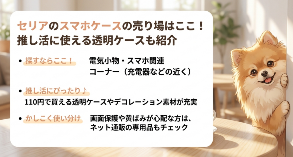 セリアのスマホケースの売り場はどこに売ってる