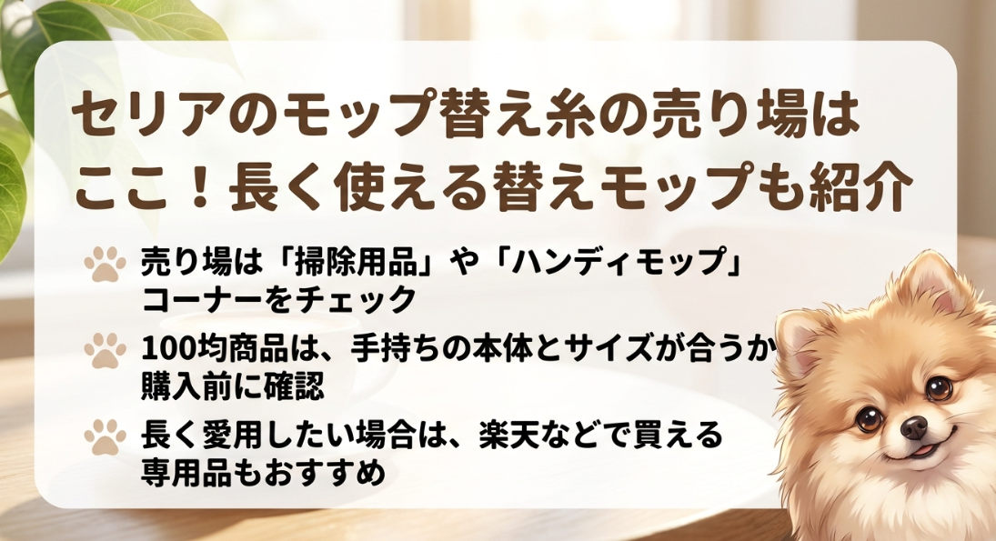 セリアのモップ替え糸はどこに売ってる