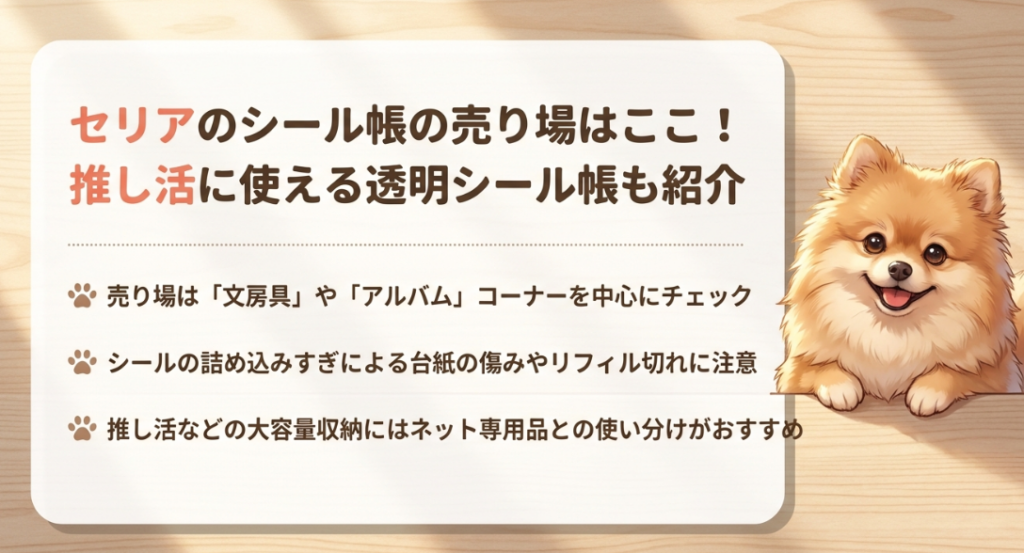 セリアのシール帳の売り場はどこに売ってる