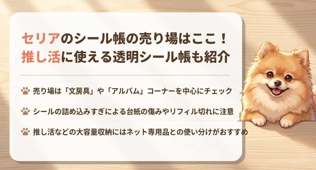 セリアのシール帳の売り場はどこに売ってる