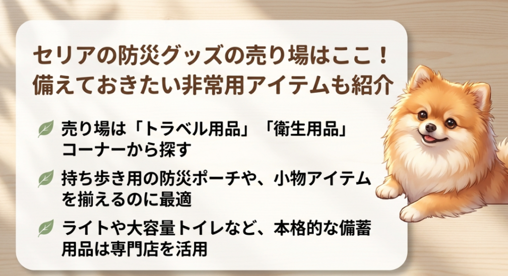 セリアの防災グッズの売り場はどこに売ってる