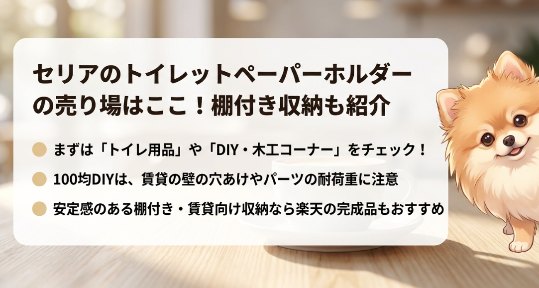 セリアのトイレットペーパーホルダーの売り場はどこに売ってる