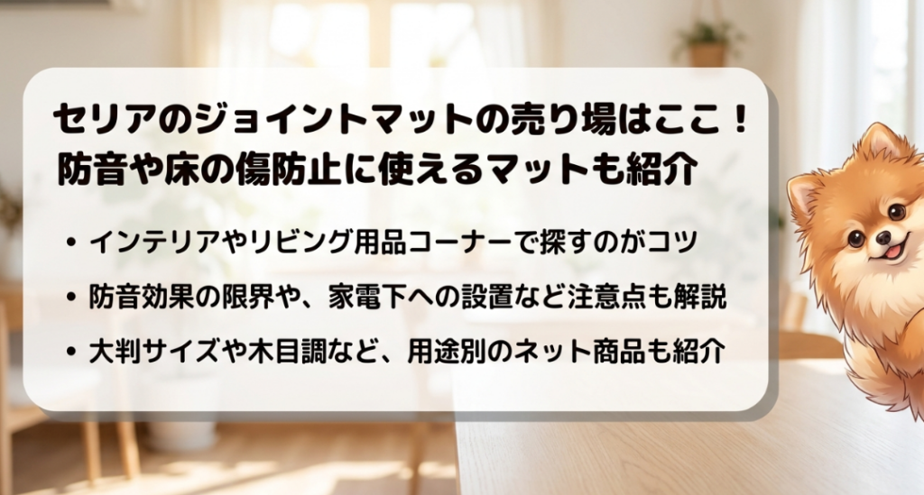 セリアのジョイントマットの売り場はどこに売ってる
