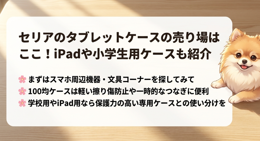 セリアのタブレットケースの売り場はどこに売ってる
