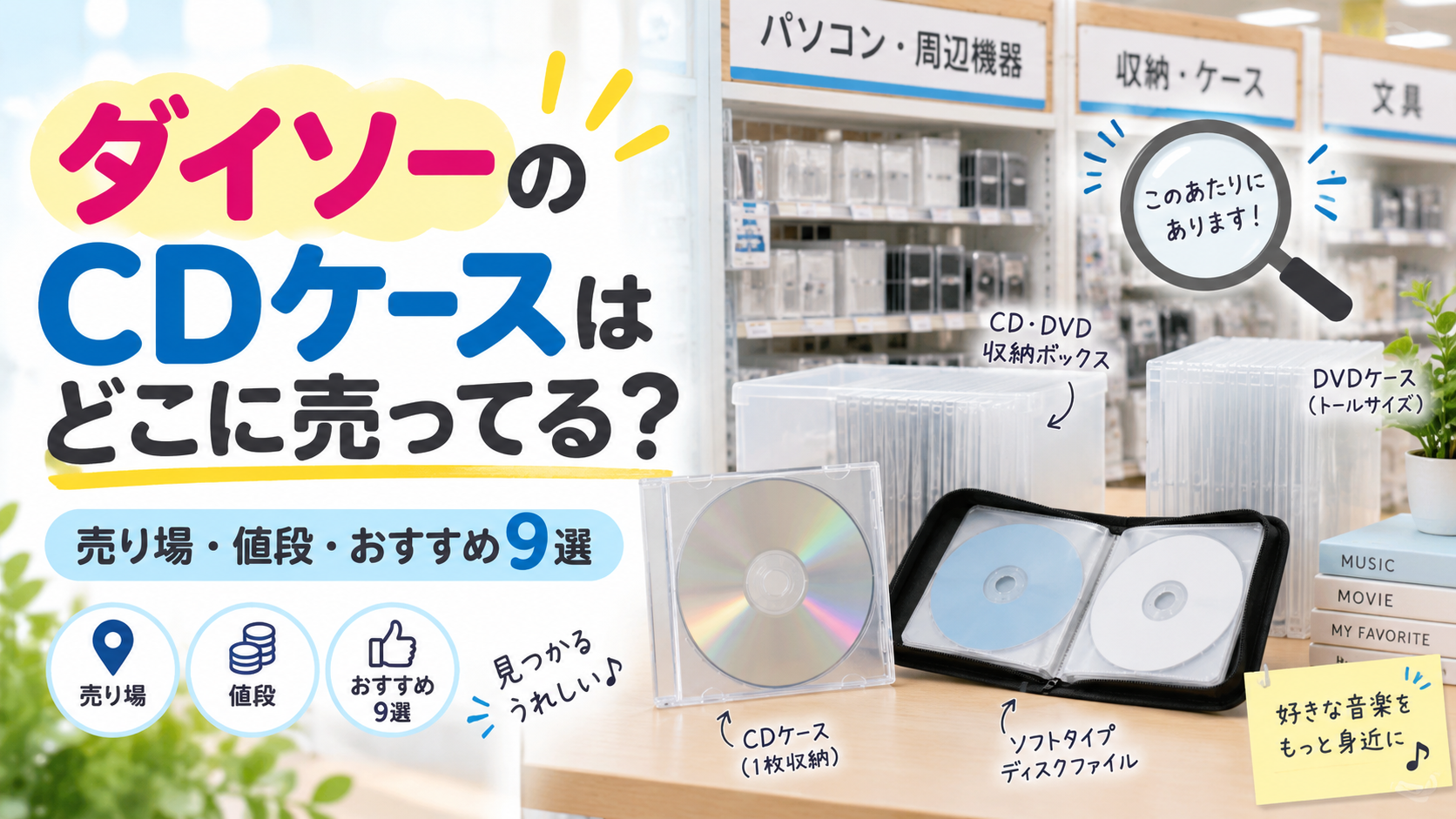 ダイソーのCDケースはどこに売ってるかを紹介